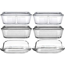 Paşabahçe Basic Frigo 6 lı Cam Kahvaltılık Tereyağlık Peynirlik Seti Şık Tasarım 98402-97711-96764