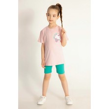 Waka Waka Kids Store Dondurma Baskılı Kısa Taytlı Kız Çocuk Takım