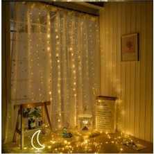 Peri Telli Perde LED Işık Kumandalı 300 Ledli 3 x 3 Metre Usb'li 8 Animasyonlu Günışığı