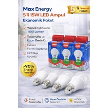 Max Energy 15W LED Ampul E27 Duy 6500K Beyaz Işık 1100 Lümen Tasarruflu Ampul 5 Adet