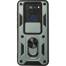 Akinco Xiaomi Redmi Note 9 Kılıf Pars Lens Yüzüklü Silikon - Yeşil