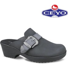 Ceyo Kadın Ortopedik Kalın Topuk Tokalı Terlik Wonderwalk-3 Füme
