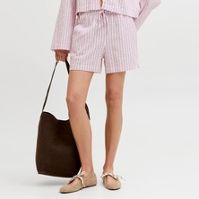 Jack & Jones Kadin Yüksek Bel Gofre Kumas Beli Lastikli Sort - Zoe