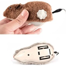 Motto Ticaret Kurmalı Hareketli Peluş Kedi Oyuncağı (Avcı Fare) - Kahverengi