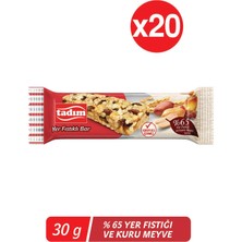 Tadım 30 gr Yer Fıstıklı Bar %65 Yer Fıstığı ve Kuru Meyve İçeriğiyle 20'li Paket Lezzetli Atıştırmalık