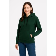 Üç Iplik Kapüşonlu Kanguru Çepli Sweatshirt Hoodie - Haki