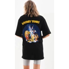 Unisex Baskılı Oversize T-Shirt - Siyah