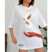 Dijital Baskılı T-Shirt - Beyaz