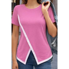 Kadın Kısa Kollu Bisiklet Yaka Viskon Bluz