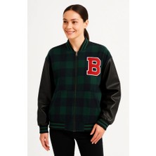 Kolları Suni Deri Içi Astarlı Oduncu Kolej Içi Ceket - Haki