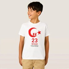 23 Nisan Çocuk Bayramı Baskılı Özel T-Shirt - Beyaz