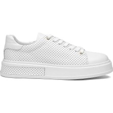 Celal Gültekin Erkek Beyaz Kalın Tabanlı Deri Sneaker