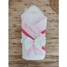 LTG Nova Yenidoğan Bal Peteği My Prince Taç Nakışlı Delüks Kundak Bebek Battaniyesi Pembe