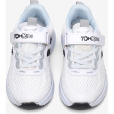 Tonny Black Çocuk Unisex Beyaz Siyah Rahat Kalıp Nefes Alabilen Cırtlı Bağcıklı Sneaker