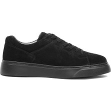 Celal Gültekin Erkek Siyah Bağcıklı Kalın Tabanlı Süet Deri Sneaker