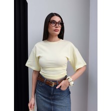 Esra Helvacı Yan Büzgülü Crop Tshirt