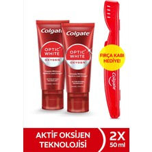 Colgate Optic White Oxygen Aktif Oksijen Teknolojisi Beyazlatıcı Diş Macunu 50 ml x2+Fırça Kabı