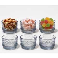 Lüx Kristal Büyük Cam Sunum Seti 6'lı, Kristal Kesme Cam Dondurmalık ve Tatlı Sunum, 9 cm x 5 cm