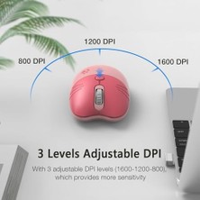 Mofii Mouse Renkli Kedi Tasarım Kablosuz Sessiz Bilgisayar Notebook Laptop Için Fare Pilli Mouse USB Receiver Tak Çalıştır Pembe (Pembe)