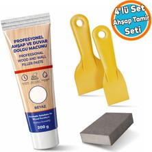 Nzb Ahşap ve Duvar Tamir Seti Beyaz 200 Gr Dolgu Macunu + 2 Adet Plastik Spatula + Kübik Zımpara (4'LÜ)