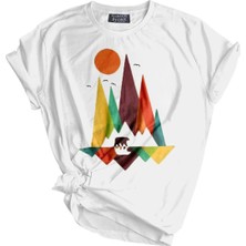 Genius Store  Unisex Baskılı Tişört Outdoor Normal Kalıp Tshirt  (Kırmızı Ayı)