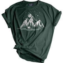Genius Store  Unisex Baskılı Tişört Outdoor Normal Kalıp Tshirt  (Kamp Green)