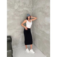 Cey Moda Kadın Arka Yırtmaçlı Midi Boy Kalem Etek