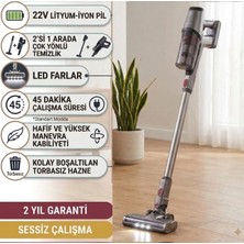 Tefal Turbo Başlıklı LED Aydınlatmalı 22V Lityum Iyon Bataryalı 45 Dakika Kesintisiz Çalışan Kablosuz Dikey Şarjlı Elektrikli Süpürge