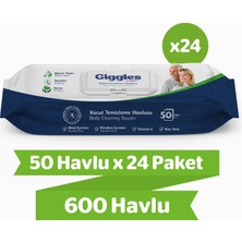 Giggles Vücut Temizleme Havlusu 50'li 24 Paket 1200 Havlu Yumuşak Dokulu Günlük Kullanım İçin