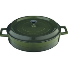 Lava Çok Amaçlı Yayvan Tencere 28 cm Döküm Demir Malzeme ile Yeşil Renkli Şık Tasarım