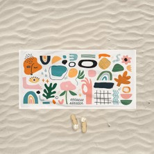 Marte Home Renkli Desenli Baskılı Plaj Havlusu 75 x 150 cm Pamuk ve Polyester Malzemeden Üretildi