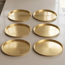 Sarkap Home 24 cm 6'lı Yuvarlak Sunumluk Tepsi - Gold