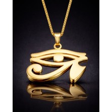 Voyage Accessory Paslanmaz Çelik Altın Renk Antik Mısır Horus Gözü Kolye