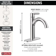 Adoz Shopping Nicoli Tek Delikli Banyo Bataryası, Tek Kolu Banyo Bataryası Krom, Banyo Lavabo Bataryası, Tahliye Montajı, Krom 15749LF
