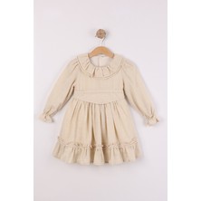 Joy Kids Kız Çocuk Müslin Kumaş Basic Mevsimlik Elbise (2-5yaş) (Krem)