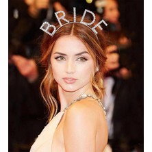 Toptan Bulurum Bekarlığa Veda Mega Boy Kristal Taşlı Gümüş Bride Taç Gelin Tacı 20X21 cm