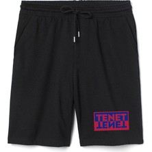 Tshirthane Tenet Double Color Logo Erkek Siyah Şort