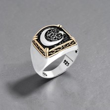 Takılingo 925 Ayar Gümüş Ayyıldız Telkari Model Erkek Yüzük