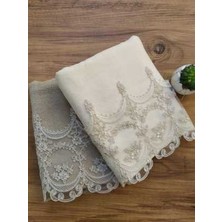Çeyiz Bahçesi Kadife Havlu Seti 50 x 90 cm 2 Adet Süper Yumuşak Koyu Krem İplik Türü