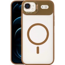 Akinco Joko  Iphone 17 Air Remim Lensli Magsafe Standlı Kapak - Kahverengi