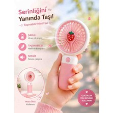 Zoli Şarjlı Masa ve El Fanı Taşınabilir Mini Şarj Edilebilir Fan,3 Kademeli,çilek Temalı