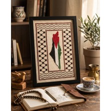 Zaytoon Duvar Tablosu Filistin Haritası Kanaviçe Görünümlü Ahşap Çerçeve 20x30 cm