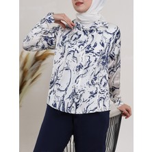 Moda Morfo Sulu Desen Saten Gömlek -Laci