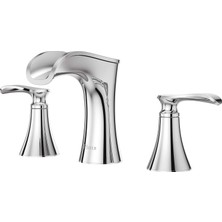 Adoz Shopping Jaida Banyo Lavabo Bataryası, 8 Inç Yaygın, 2 Kulplu, 3 Delikli, Parlak Krom Kaplama, LF049JDCC