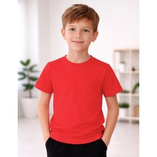 Organickid Basic Çocuk Kırmızı Kısa Kol T-Shirt