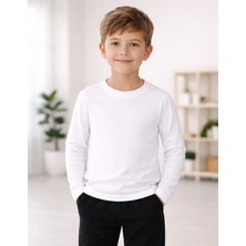 Organickid Basic Çocuk Beyaz Uzun Kol T-Shirt