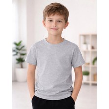 Organickid Basic Çocuk Gri Melanj Kısa Kol T-Shirt