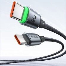 Mcdodo CA-6870 Type-C Type-C 60W Pd Hızlı Şarj  E-Marker Çipli Easy Series Örgü Kablo Siyah 1.2m