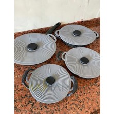 Adoz Shopping Makkam Silikon Tencere Kapağı, Tava Kapağı, Isı Koruyucu, Vakumlu Kapak, Muhafaza Kapağı (Gri, 20CM)