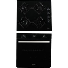 Exep Elegra 2’li Siyah Ankastre Set(Cam Gazlı Ocak + Turbo Fırın (EO320+ EF260)